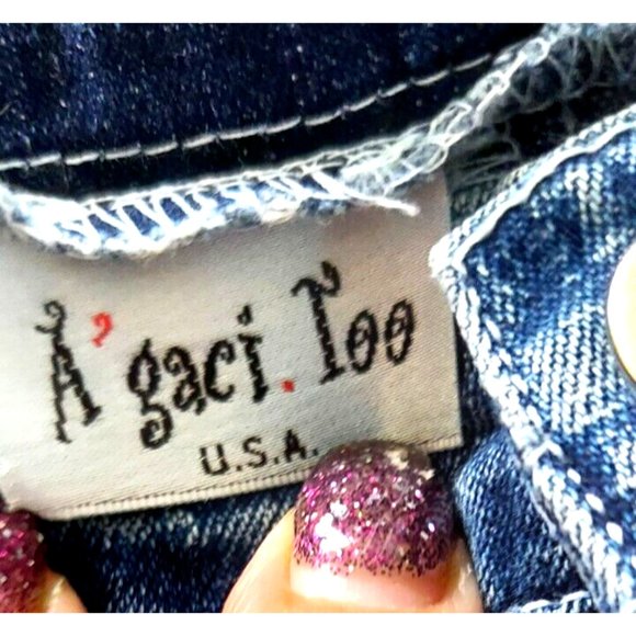 A’gaci Too Women's Size S Flair with Embroidered embellishments Denim Jean Pants - Picture 6 of 6